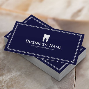 Dentist Plain Navy Blue Minimalist Dental Clinic Business Card