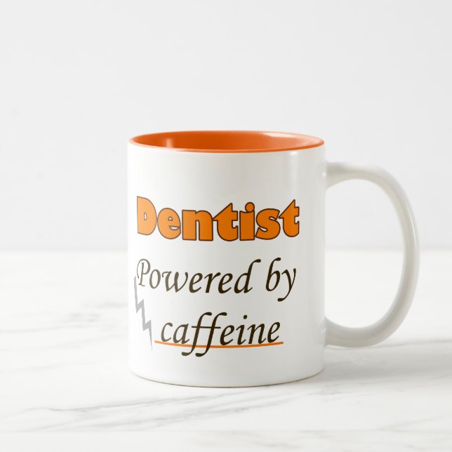 Dentist Powered by caffeine Two-Tone Coffee Mug (Right)