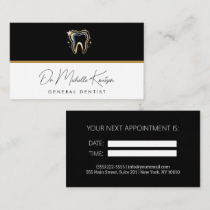 Dentist Professional Dental Appointment Black Gold Business Card