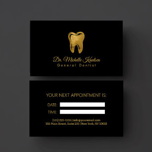 Dentist Professional Dental Appointment Black Gold Business Card