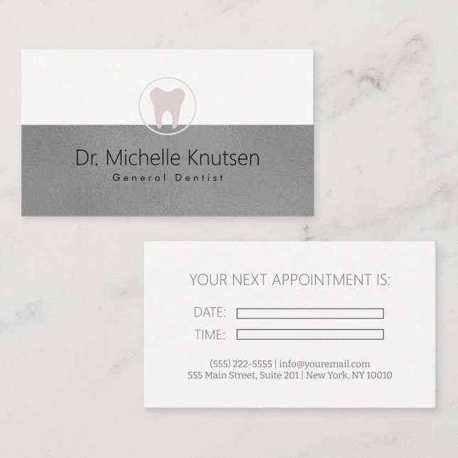 Dentist Professional Dental Appointment Business Card (Front/Back)