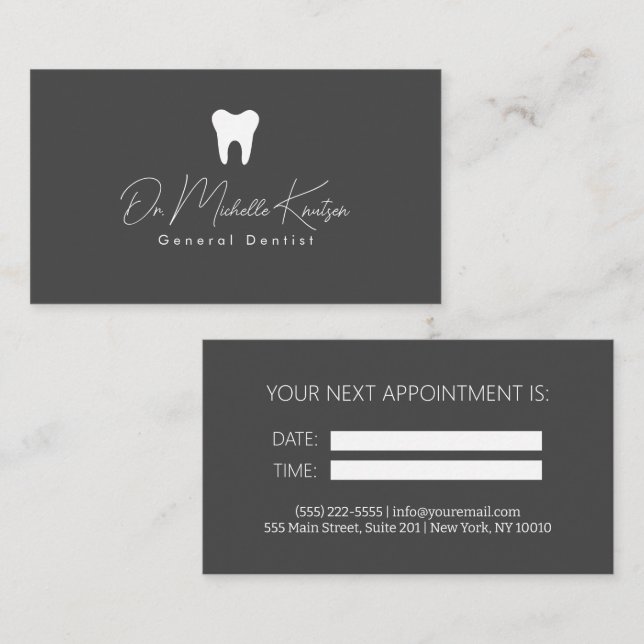 Dentist Professional Dental Appointment Business Card (Front/Back)
