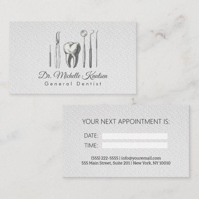 Dentist Professional Dental Appointment  Business Card (Front/Back)