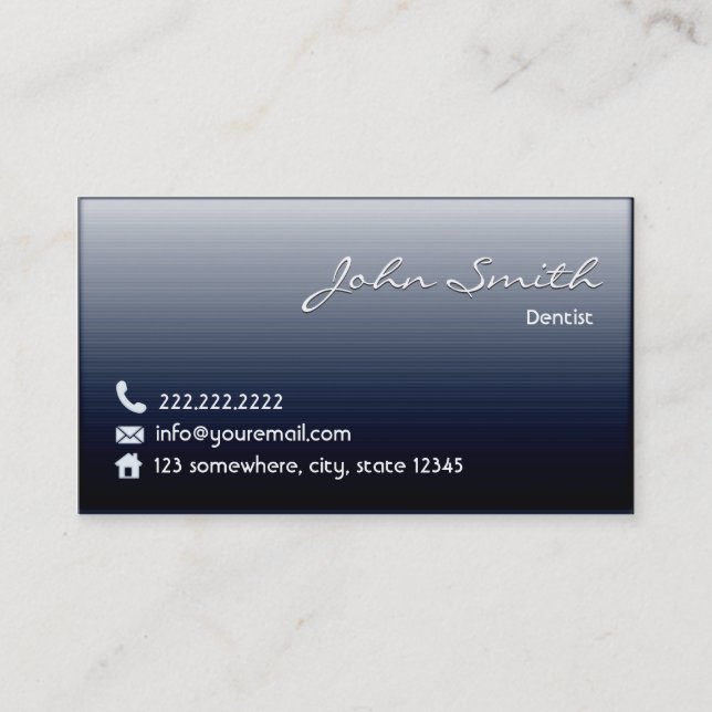 Dentist Professional Navy Blue Metallic Dental Business Card (Front)