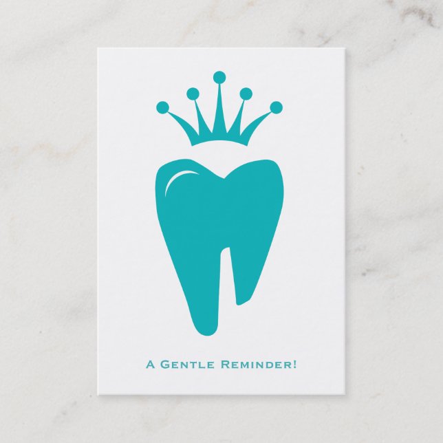 Dentist Reminder Card Cute Crown Tooth Logo Blue (Front)