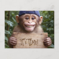 Dentist Reminder Chimp with Wooden Birthday Sign