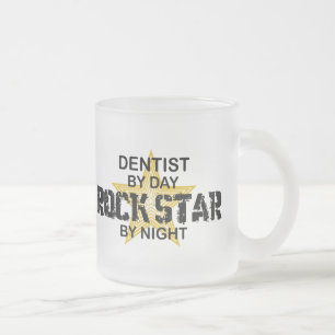 Dentist Rock Star by Night Frosted Glass Coffee Mug