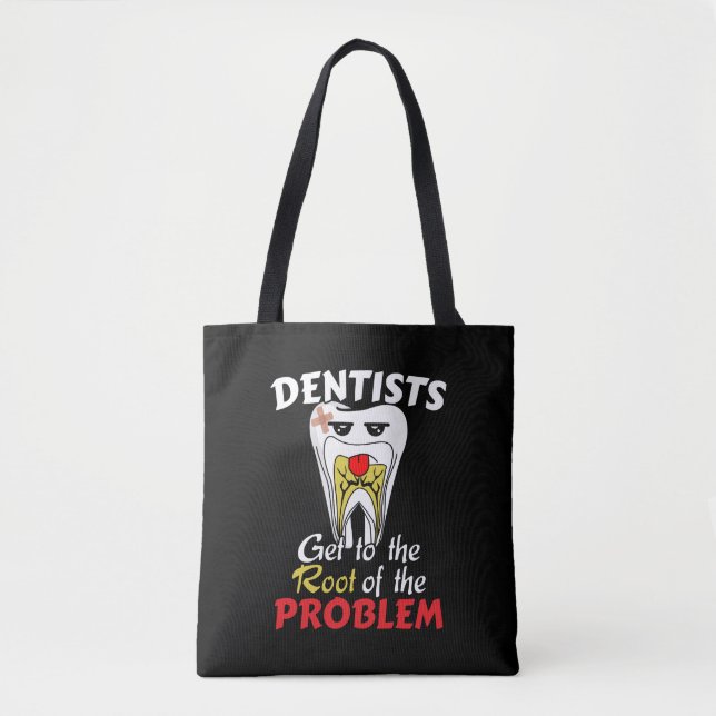 Dentist Root Canal - Tooth Cavity Pun Tote Bag (Front)