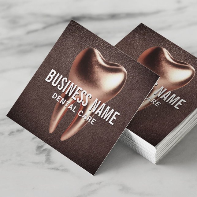 Dentist Rose Gold Tooth Elegant Dental Clinic Square Business Card (Creator Uploaded)