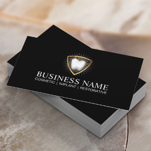 Dentist Royal Tooth Logo Modern Gold Dental Care Business Card