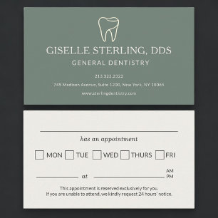 Dentist Sage Green Appointment Reminder Business Card