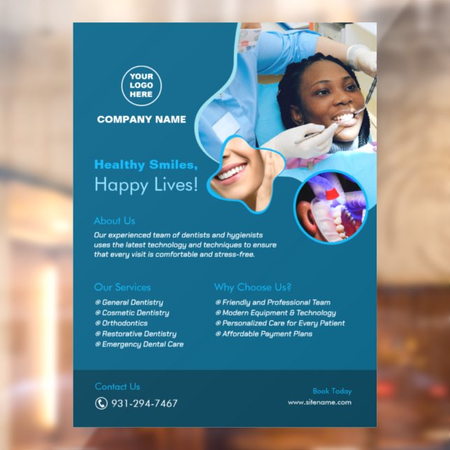 Dentist Services Custom Window Cling (Sheet 2)