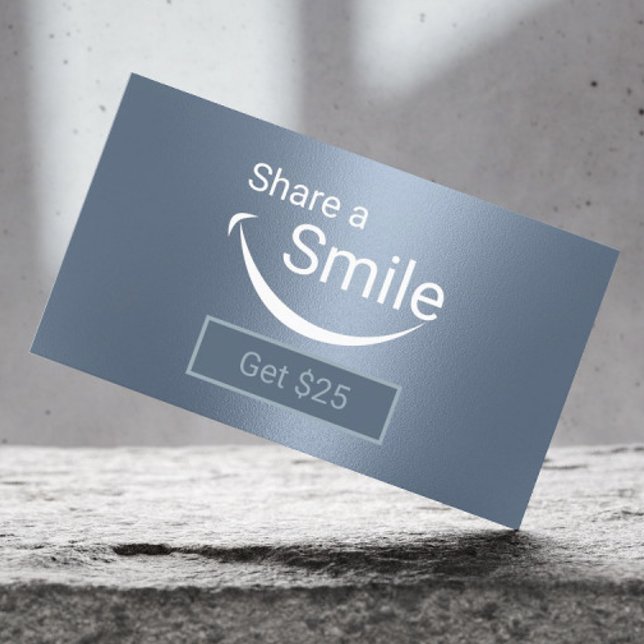 Dentist Share a Smile Dusty Blue Dental Referral Card (Creator Uploaded)