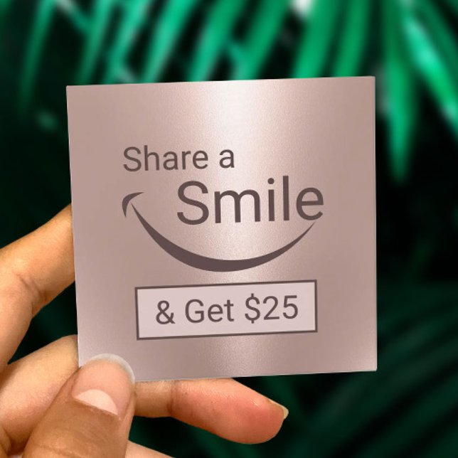 Dentist Share a Smile Rose Gold Dental Referral Card (Creator Uploaded)