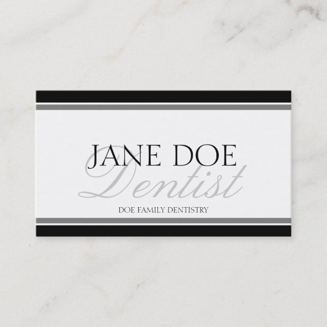 Dentist Silver Script Business Card (Front)