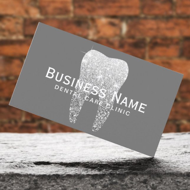 Dentist Silver Tooth Elegant Dental Care Clinic Appointment Card (Creator Uploaded)