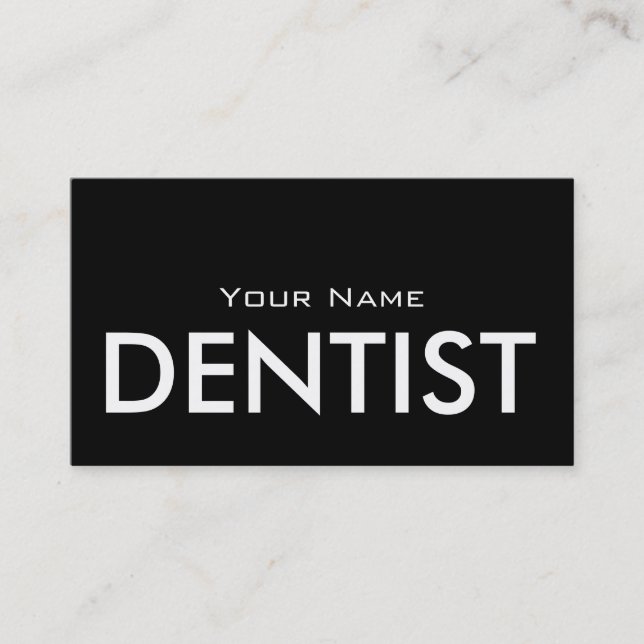 Dentist, Simple Chic Black White Text Business Card (Front)