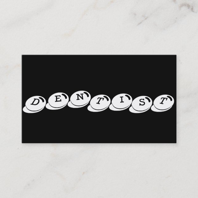 Dentist, Simple Chic Black White Text Business Card (Front)