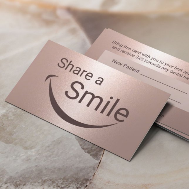 Dentist Smile Modern Rose Gold Dental Referral (Creator Uploaded)