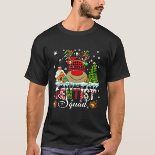 Dentist Squad Christmas Lights Red Plaid Reindeer  T-Shirt