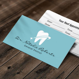 Dentist Star Tooth Logo Professional Dental Office Appointment Card