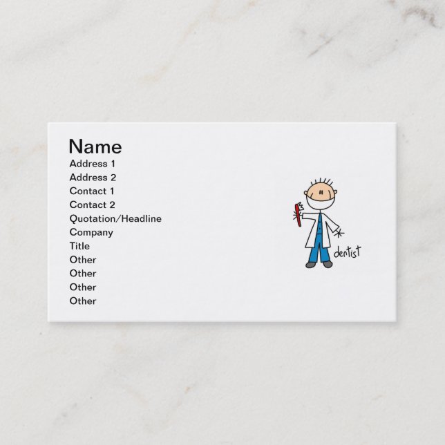 Dentist Stick Figure Business Card (Front)