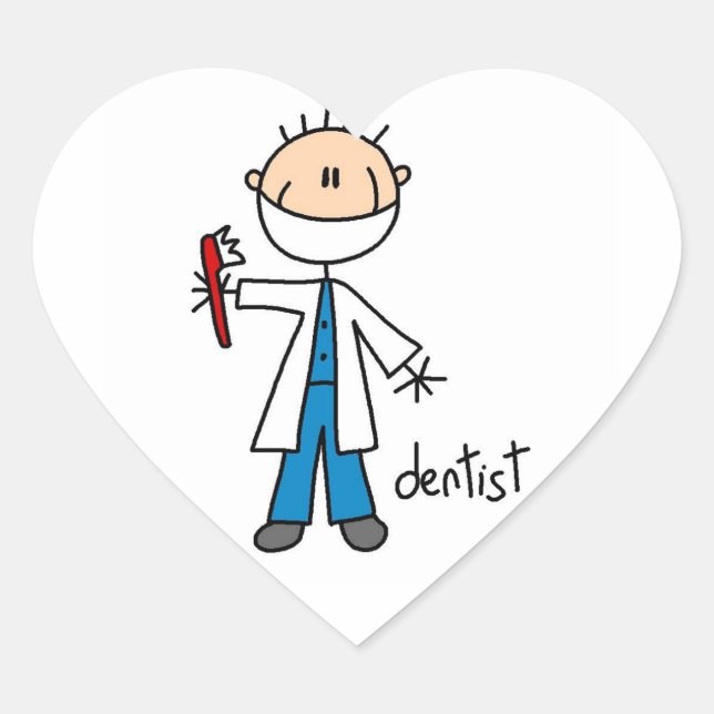 Dentist Stick Figure Heart Sticker (Front)