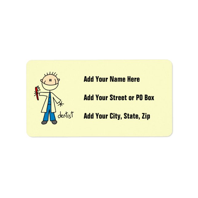 Dentist Stick Figure Label (Front)
