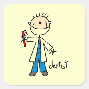 Dentist Stick Figure Square Sticker
