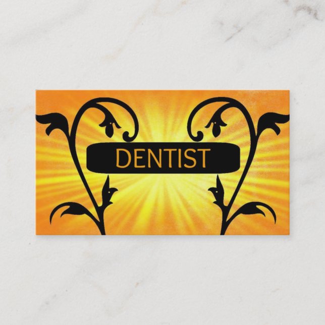 Dentist Sun Damask Business Card (Front)