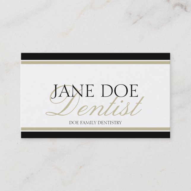Dentist Tan Script Business Card (Front)