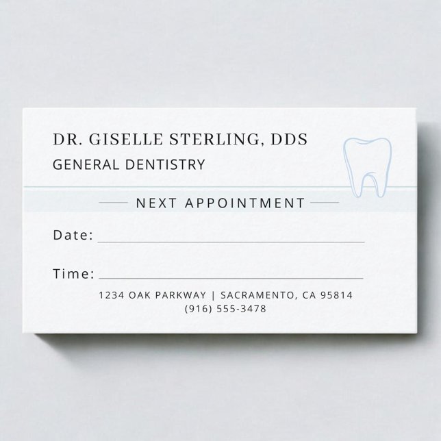 Dentist Teal Tooth Appointment Card (Creator Uploaded)