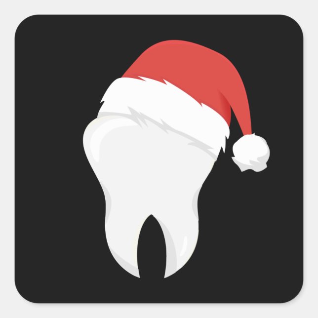 Dentist Teeth Christmas Hat Tooth Gift Square Sticker (Front)