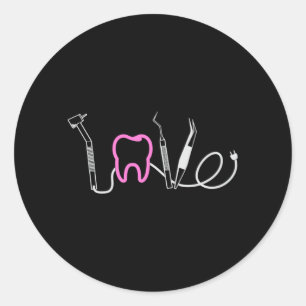 Dentist Teeth Dental LoveTooth Funny Gift Idea Classic Round Sticker