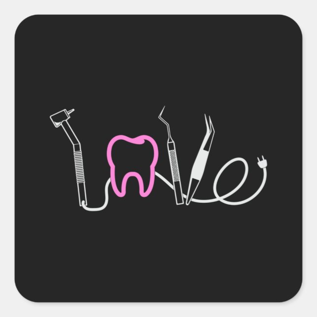 Dentist Teeth Dental LoveTooth Funny Gift Idea Square Sticker (Front)