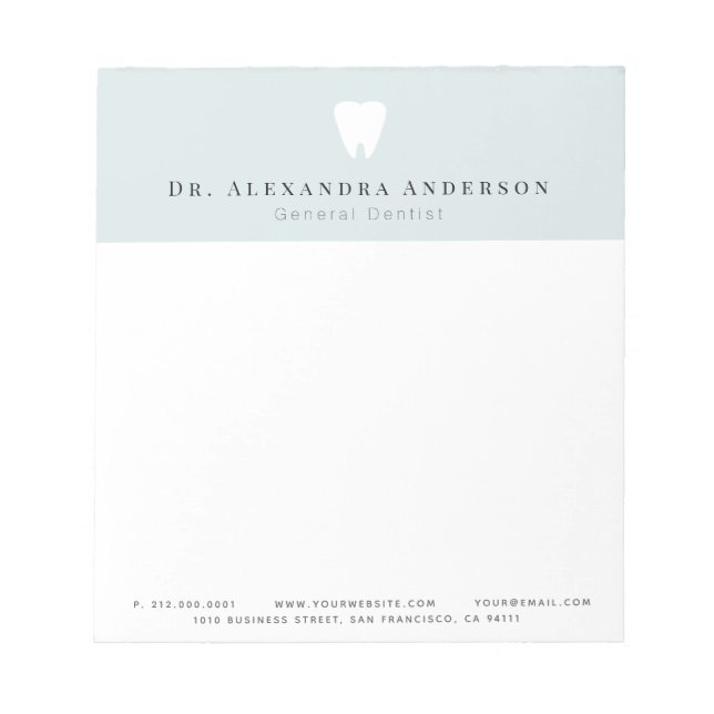 Dentist Teeth Light Blue & White Notepad (Front)