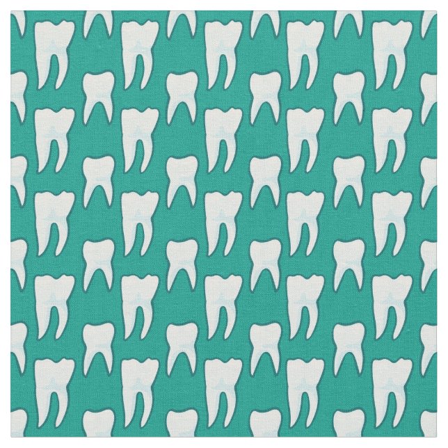 Dentist Teeth Orthodontist Pattern Fabric (Close Up)