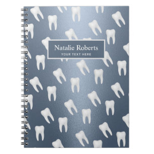 Dentist Teeth Pattern Dental Office Dusty Blue Notebook