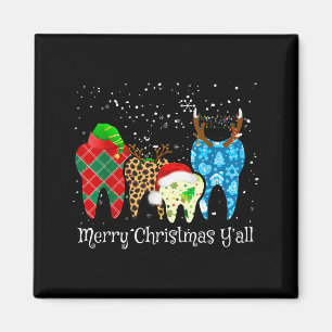 Dentist Teeth Santa Hat Leopard Plaid Dental Merry Magnet
