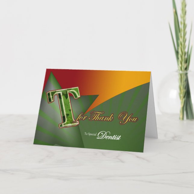 Dentist thank you card Big T Thanks (Front)