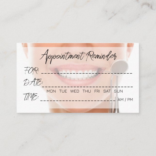 Dentist Therapist Doctor Appointment Reminder Business Card (Back)