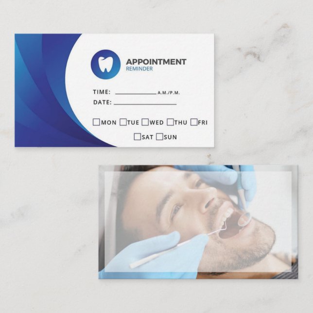 Dentist Therapist Doctor Appointment Reminder Business Card (Front/Back)