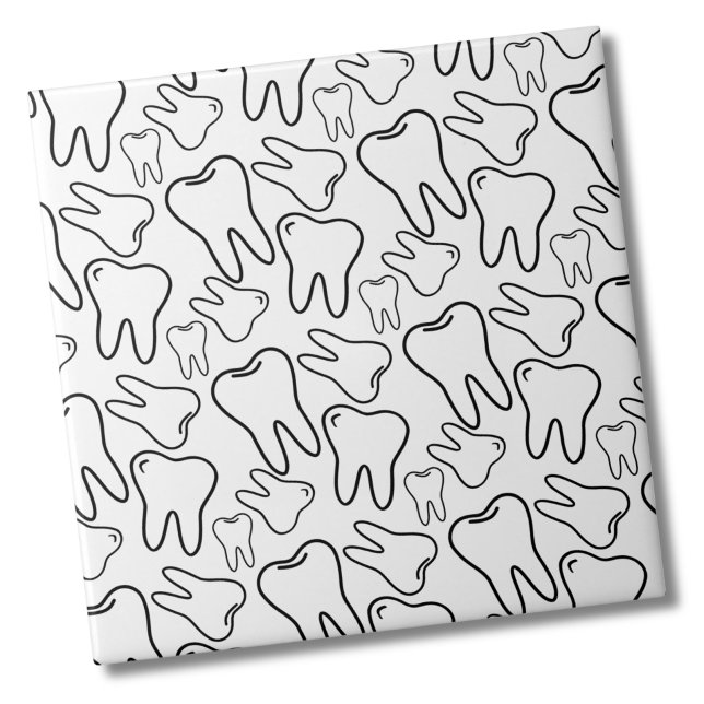 Dentist Tile (Modern Simple Black White Dentist Tooth Pattern Ceramic Tile)