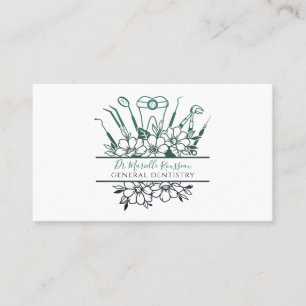 Dentist Tools & Floral Business Card