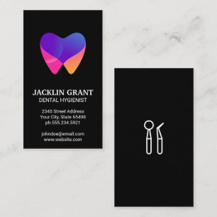 Dentist Tools   Modern Colorful Tooth Icon Business Card