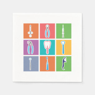 Dentist Tools Pop Art Dentistry Tooth Doctor Teeth Napkin
