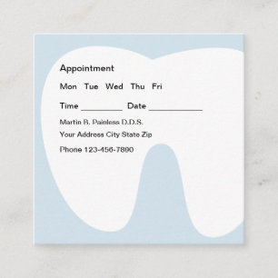 Dentist Tooth Background Appointment Reminder Square Business Card