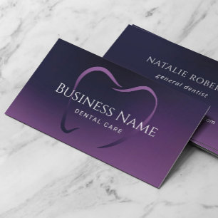 Dentist Tooth Elegant Deep Purple Dental Care Business Card