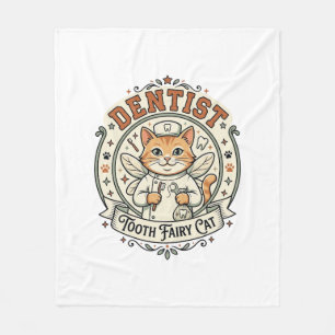 Dentist Tooth Fairy Cat Dentist Tooth Fairy Cat Vi Fleece Blanket