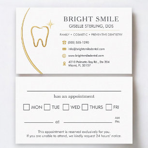 Dentist Tooth Gold Elegant Logo Dental Appointment Card